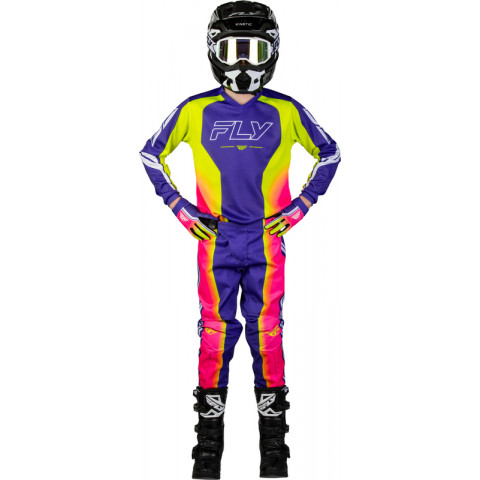 Pantalon enfant FLY RACING F-16 Raze - violet/rouge/jaune