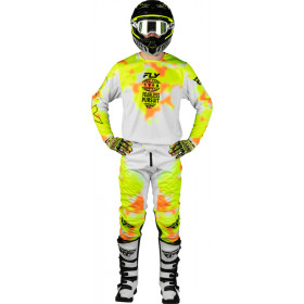 Pantalon FLY RACING Kinetic Blur - blanc/Hi-Vis/orange