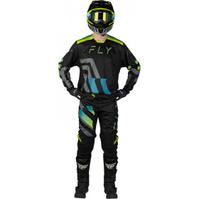 Maillot FLY RACING Kinetic Volt - noir/gris/Teal/jaune