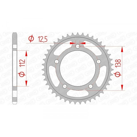 Kit chaîne AFAM 520 XSR4 - 17/39-112 - Couronne acier standard