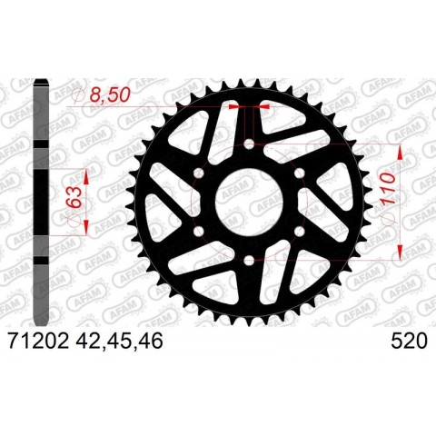 Kit chaîne AFAM 520XLR2 14/43-118 - couronne standard