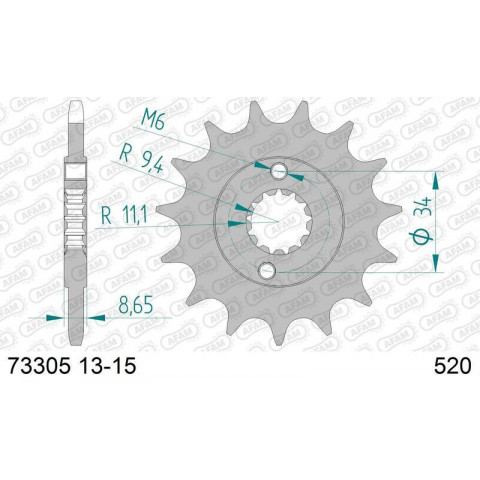 Kit chaîne AFAM 520XLR2 14/43-118 - couronne standard