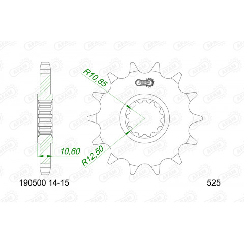 Kit chaîne AFAM 520XMR3 14/44-116 - couronne standard