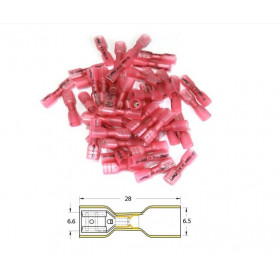 Bout à bout femelle plat à sertir thermo-rétractable BIHR Ø0,5mm²/1,5mm² - 50pcs transparent rouge