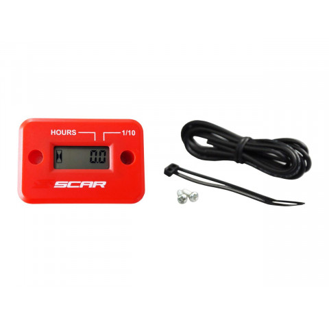 Compteur d'heures SCAR filaire avec Velcro rouge 