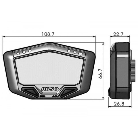 Compteur de vitesse KOSO DB-02 multifonctions noir universel 