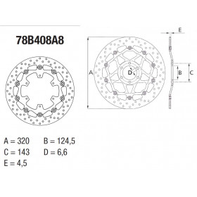 Disque de frein avant Brembo Serie Oro rond semi-flottant type 78B408A8