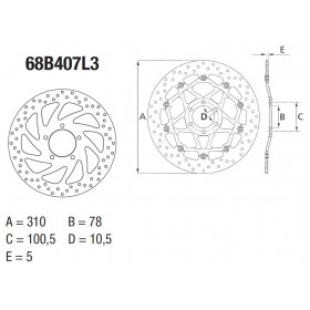 Disque de frein avant Brembo Serie Oro rond fixe type 68B407L3