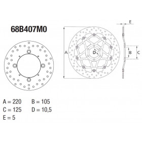 Disque de frein arrière Brembo Serie Oro rond fixe type 68B407M0