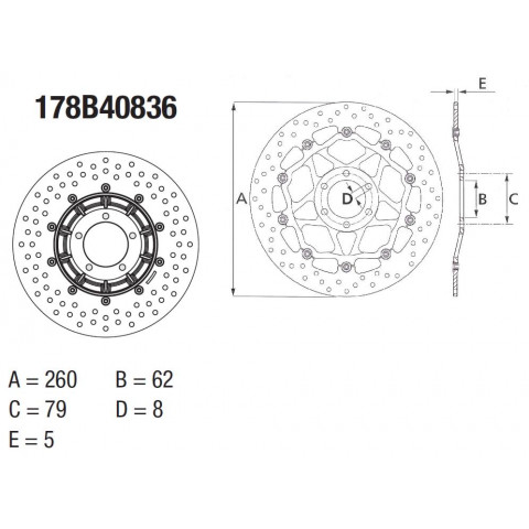 Disque de frein avant Brembo Serie Oro rond semi-flottant type 78B40836