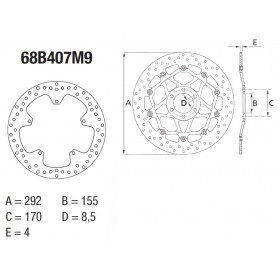 Disque de frein avant Brembo Serie Oro rond fixe type 68B407M9