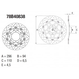 Disque de frein avant Brembo Serie Oro rond semi-flottant type 78B40838