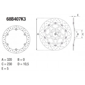 Disque de frein avant Brembo Serie Oro rond fixe type 68B407K3