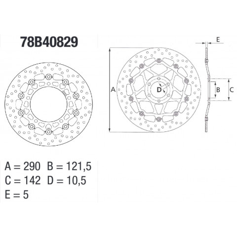 Disque de frein avant BREMBO Serie ORO rond flottant type 78B40829 Suzuki