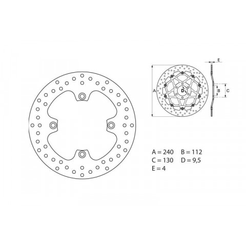 Disque de frein arrière Brembo Serie ORO rond fixe Husqvarna TE310