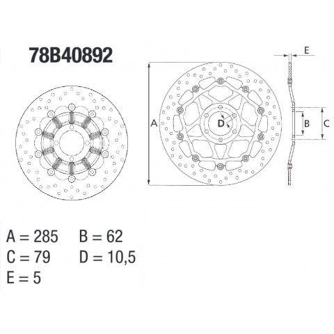 Disque de frein avant Brembo Serie ORO rond flottant BMW K75/R80GS