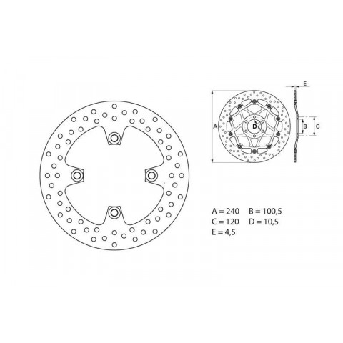 Disque de frein arrière Brembo Serie ORO rond fixe Kawasaki ZZR 600