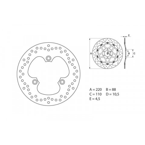 Disque de frein arrière Brembo Serie ORO rond fixe Honda CBR600F