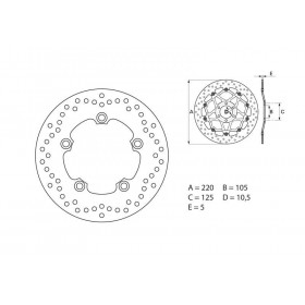 Disque de frein arrière Brembo Serie ORO rond fixe Yamaha R6/R1