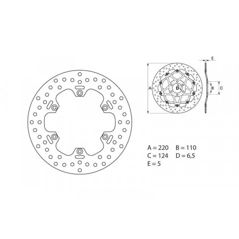 Disque de frein arrière Brembo Serie ORO rond fixe Aprilia 650 PEGASO