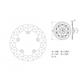 Disque de frein arrière Brembo Serie ORO rond fixe