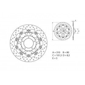 Disque de frein avant Brembo Serie ORO rond flottant MV Agusta 750 BRUTALE