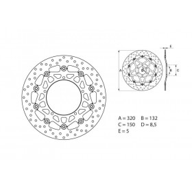 Disque de frein avant Brembo Serie ORO rond flottant Yamaha FZ1