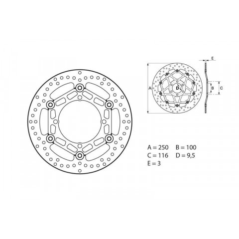 Disque de frein avant Brembo Serie ORO rond flottant Kawasaki KX125