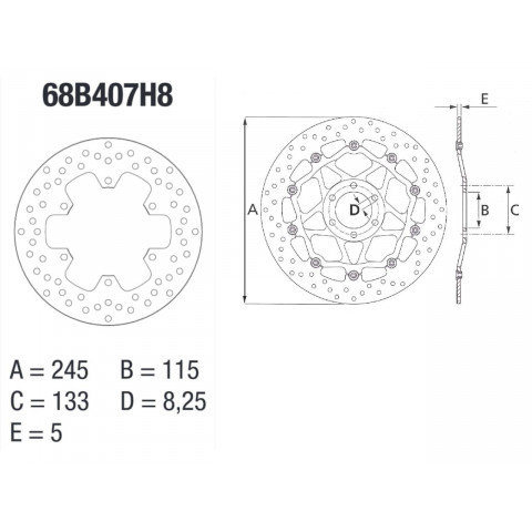 Disque de frein arrière Brembo Serie ORO rond fixe Yamaha FZS600 FAZER