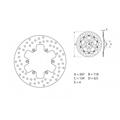 Disque de frein arrière Brembo Serie ORO rond fixe Yamaha TT600E/R