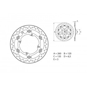 Disque de frein avant Brembo Serie ORO rond flottant