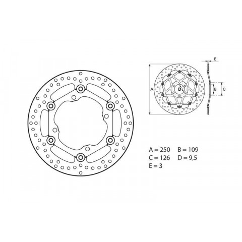 Disque de frein avant Brembo Serie ORO rond flottant Kawasaki KX125/250