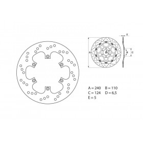 Disque de frein arrière Brembo Serie ORO rond fixe APRILIA PEGASO 125