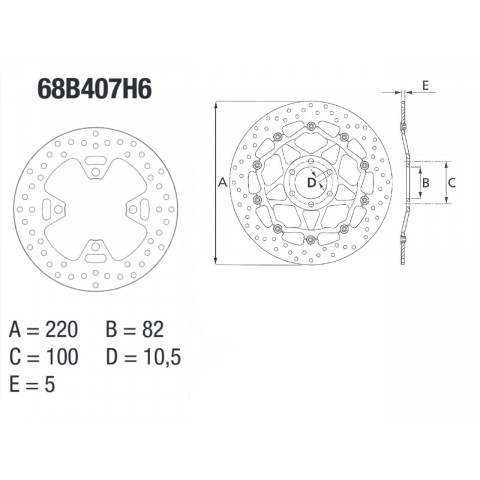 Disque de frein arrière Brembo Serie ORO rond fixe Triumph 675 DAYTONA