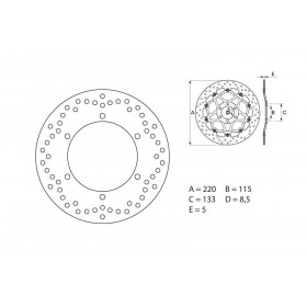 Disque de frein arrière BREMBO Série ORO rond fixe 