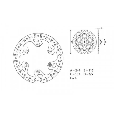Disque de frein arrière Brembo Serie ORO rond fixe