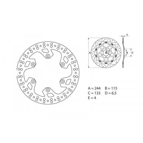 Disque de frein arrière Brembo Serie ORO rond fixe