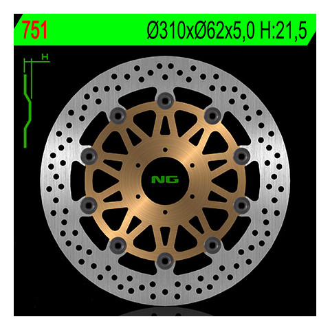 Disque de frein avant NG 751 rond flottant Honda CBR900RR