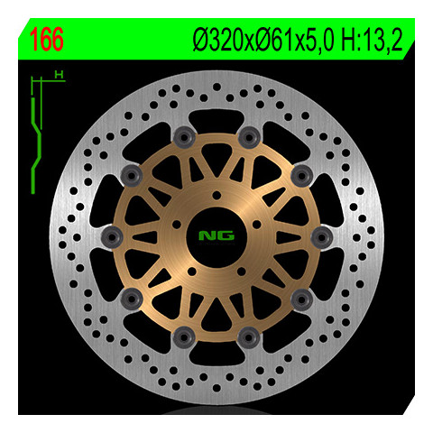 Disque de frein avant NG 166 rond flottant