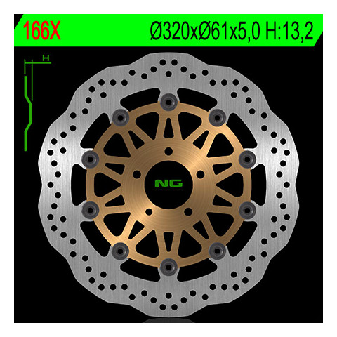 Disque de frein avant NG 166X pétale flottant Kawasaki