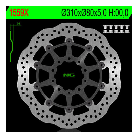 Disque de frein avant NG 1559X pétale semi-flottant Kawasaki