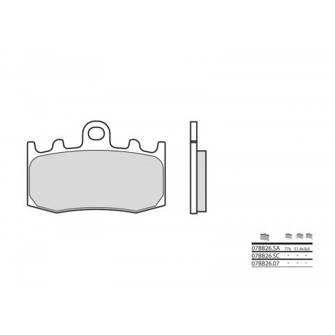 Plaquettes de frein BREMBO 07BB26LA métal fritté