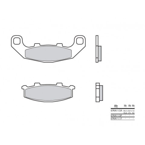 Plaquettes de frein BREMBO 07KA11SA métal fritté Kawasaki GPZ500/500S
