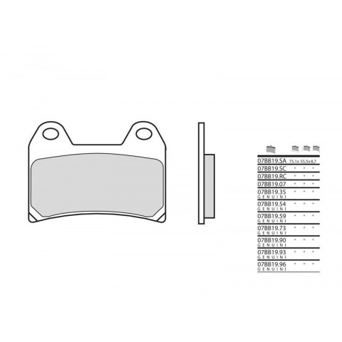 Plaquettes de frein BREMBO 07BB19RC organique