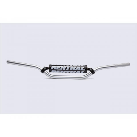 Guidon Ø22,2mm avec barre RENTHAL Classic Villopoto/Stewart argent/mousse noire