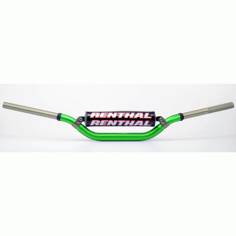 Guidon Ø28,6mm avec barre RENTHAL Twinwall replica Ricky Carmichael vert/mousse noire