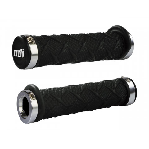 Revêtements lock-on ODI X-treme Quad 130 mm bicolores noir/argent ø22,2 mm