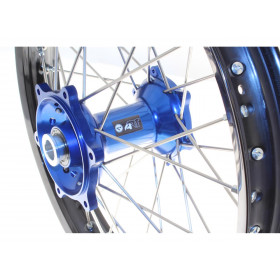 Roue arrière complète ART 19x2.15 jante noire/moyeu bleu Yamaha YZ250
