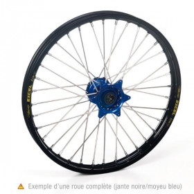 Roue avant complète HAAN WHEELS 21X1,60X36T jante noir/moyeu bleu Yamaha