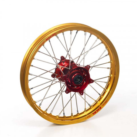 Roue avant complète HAAN WHEELS 21X1.60 jante or/moyeu rouge Honda